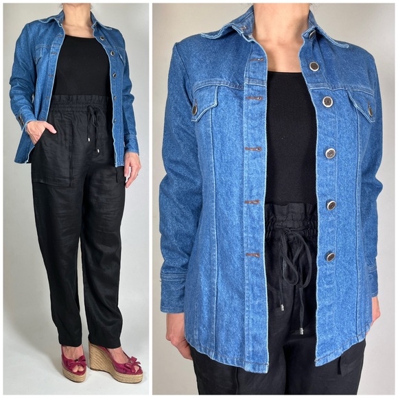 STEVE MADDEN Denim Jean Shirt Jacket 3/4 - Picture 3 of 14